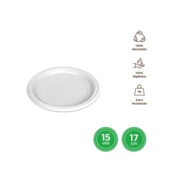 Platos Llano Redondo Reutilizable Blanco Ø17CM
