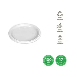 Platos Llano Redondo Reutilizable Blanco Ø17CM