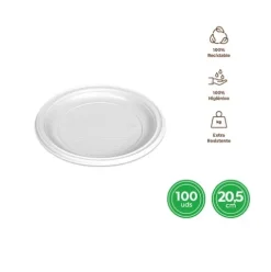 Platos Llano Redondo Reutilizable Blanco Ø20,5CM