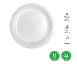 Platos Llano Redondo Reutilizable Blanco Ø22CM