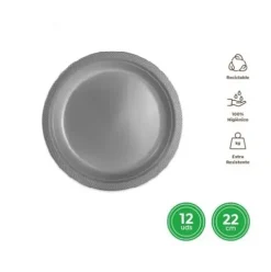 Platos Llano Redondo Reutilizable Plata Ø22CM