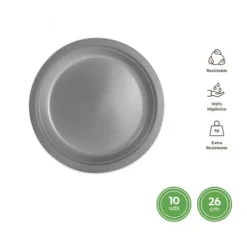 Platos Llano Redondo Reutilizable Plata Ø26CM