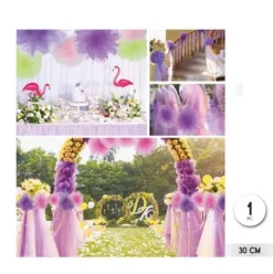 Pompón Decorativo Tul Morado 30cm