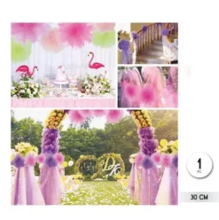 Pompón Decorativo Tul Rosa 30cm