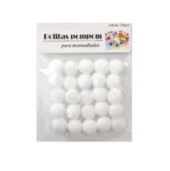 Pompones de Manualidad Blanco 2cm ±25pcs