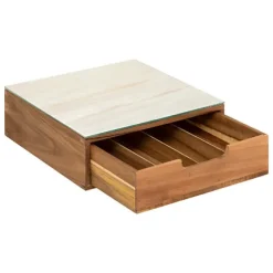 Portacápsulas con Cajón Acacia y Vidrio