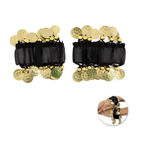 Pulsera De Monedas Negro 2pcs