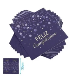 Servilletas Feliz Cumple Azul Oscuro 33x33cm