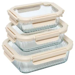Set de 3 Cajas de Conservación Rectangulares Clipeat+Vidrio