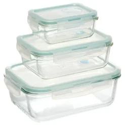 Set de 3 Fiambreras Rectangulares Clipeat+Vidrio