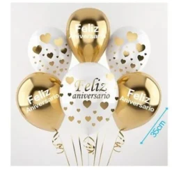 Set de Globos Aniversario Oro 6pcs