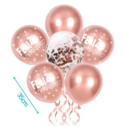 Set de Globos Confeti Rosa Oro 6pcs