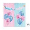 Set Globos con Guirnalda Flecos Azul/Rosa 10pcs