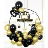 Set Globos Feliz Cumpleaños Negro/Oro 49pcs