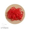 Set Gomas Elásticas Rojo 100pcs
