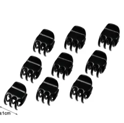 Set Mini Pinzas Para Cabello Acrílica Negro 9pcs
