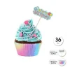 Set Papel Cupcakes y Toppers Happy Bday