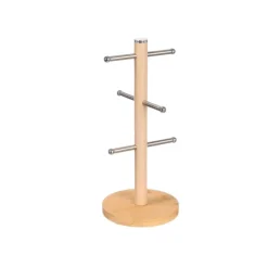 Soporte 6 Tazas Base Bambú Beige 15x15x34cm