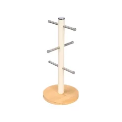 Soporte 6 Tazas Base Bambú Crema 15x15x34cm