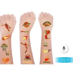 Tattoo Temporal Baloncesto 7.5cm 6pcs