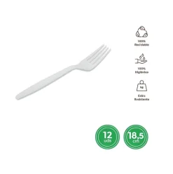 Tenedor Alta Calidad Reutilizable Blanca 18,5CM
