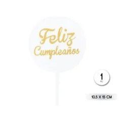 Topper Tarta Feliz Cumpleaños Oro