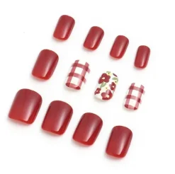 Uñas Postizas Desmontables Rojo 12pcs