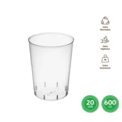 Vaso Irrompible Reutilizable Transparente 600cc 20uds