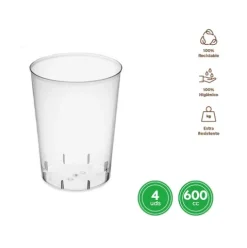 Vaso Irrompible Reutilizable Transparente 600cc 4uds