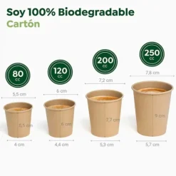 Vasos Cartón Biodegradable Nature 250cc 15uds