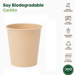 Vasos Cartón Biodegradable Nature 300cc 12uds