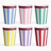 Vasos Cartón Colores Rayas 270cc