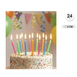 Velas Cumpleaños Colores 24pcs
