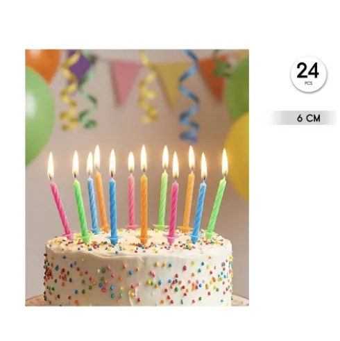 Velas Cumpleaños Colores 24pcs